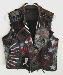 Men's Gothic Studded Vest Jacket, Made To Order Black Genuine Leather Vest Jacket, Personalized Punk Vest Jacket, Bikers Vest Jacket,