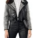 Women Dome Silver Studded Leather Jacket Moto Bike Style