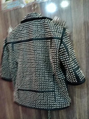 Men’s Gothic Biker Leather Jacket – Brando Style with Long Spikes, Silver Studded Moto Fit, Custom Steampunk Fashion