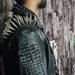 HANDMADE Mens Full Black Punk Silver Long Spiked Studded Leather Buttons Up Jacket Silver Studs and Spikes Black Leather Made to Orders