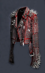 Women Spiked Steam Punk Studded Leather Jacket, Rockers Studded Jacket
