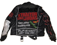 Pop Punks Not Dead Leather Jacket Men, Patches Studded Punk Leather Jacket for Men's Made with Cow Leather and Metal Solid studs and Spikes