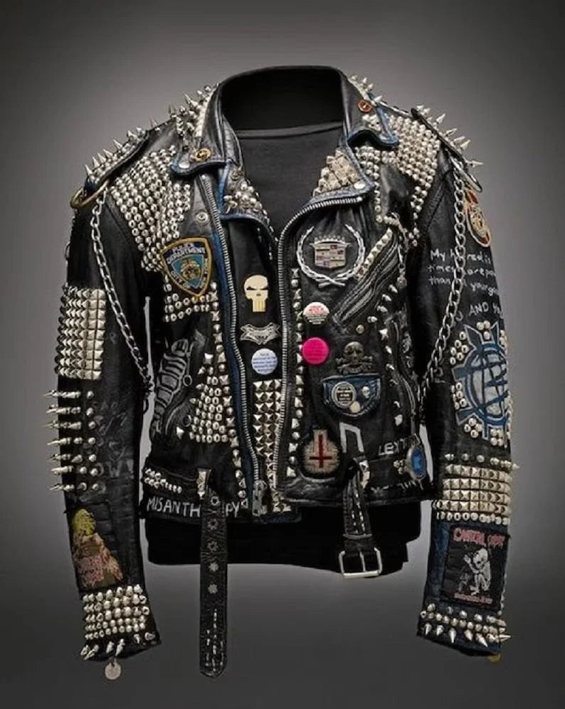 Metal Solid Spiked Studs, Men's Patches Gothic, Cannibal Corpse Leather Jacket, Personalized Pin Badges And Patches, Steampunk Jacket,