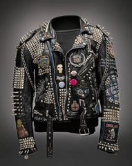 Metal Solid Spiked Studs, Men's Patches Gothic, Cannibal Corpse Leather Jacket, Personalized Pin Badges And Patches, Steampunk Jacket,