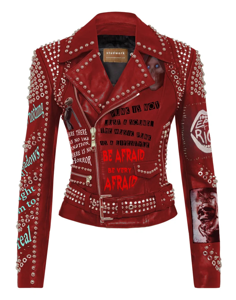 Multi-Tone Steampunk Studded Fashion, Biker's Slipknot Leather Jacket, Punk's Not Dead Gothic Handmade, Iron Maiden Brando Jacket,