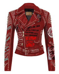 Multi-Tone Steampunk Studded Fashion, Biker's Slipknot Leather Jacket, Punk's Not Dead Gothic Handmade, Iron Maiden Brando Jacket,