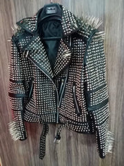 Men’s Gothic Biker Leather Jacket – Brando Style with Long Spikes, Silver Studded Moto Fit, Custom Steampunk Fashion