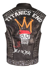 Biker's Club Wear Pyramid Studs Premium Leather Patches Handmade Vest Jacket